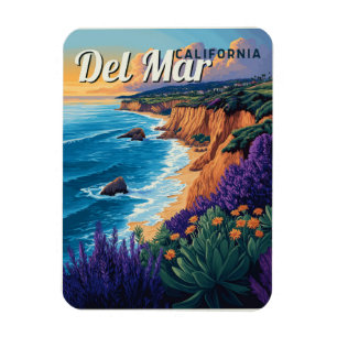 Del Mar California Vintage Beach - San Diego  Magnet