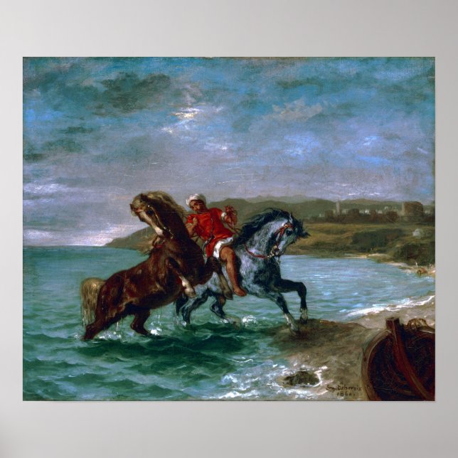Delacroix - Horses Coming Out Of The Sea Poster (Front)