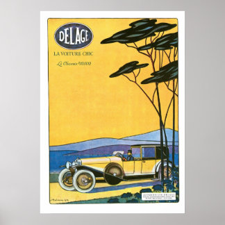 Delage Car Ad Vintage Art Poster