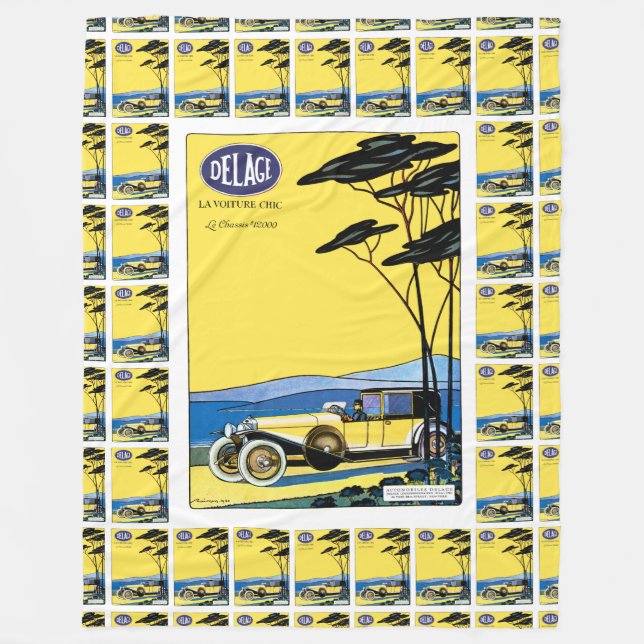 Delage ~ La Voiture Chic Fleece Blanket (Front)