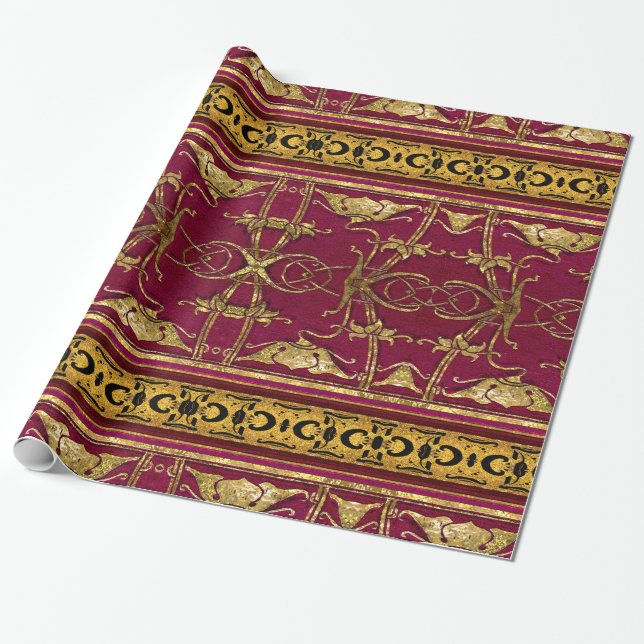 Delancey Elegant Romantic Baroque Wrapping Paper (Unrolled)