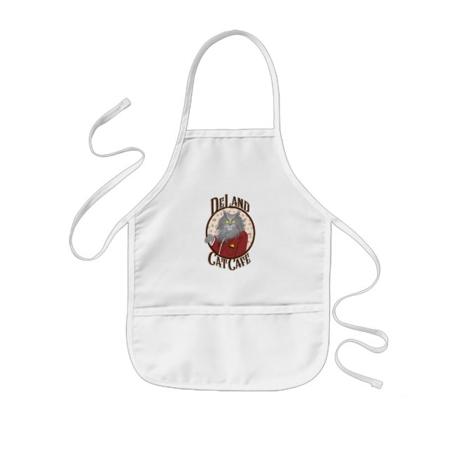 DeLand Cat Cafe's Henry DeCat in a red suit Logo  Kids Apron (Front)