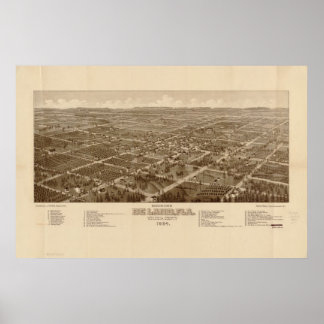 DeLand Florida 1884 Antique Panoramic Map Poster