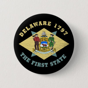 DELAWARE 1797 THE FIRST STATE FLAG 6 CM ROUND BADGE