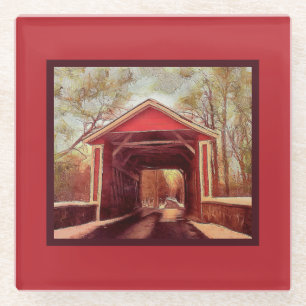 Delaware Ashland Covered Bridge Glass Coaster