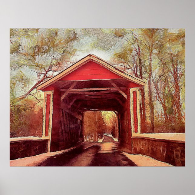 Delaware Ashland Covered Bridge Wood Poster (Front)
