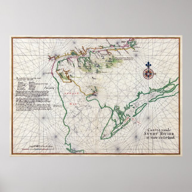 Delaware Bay Zwaanendael Swanendael Map 1639 Poster (Front)