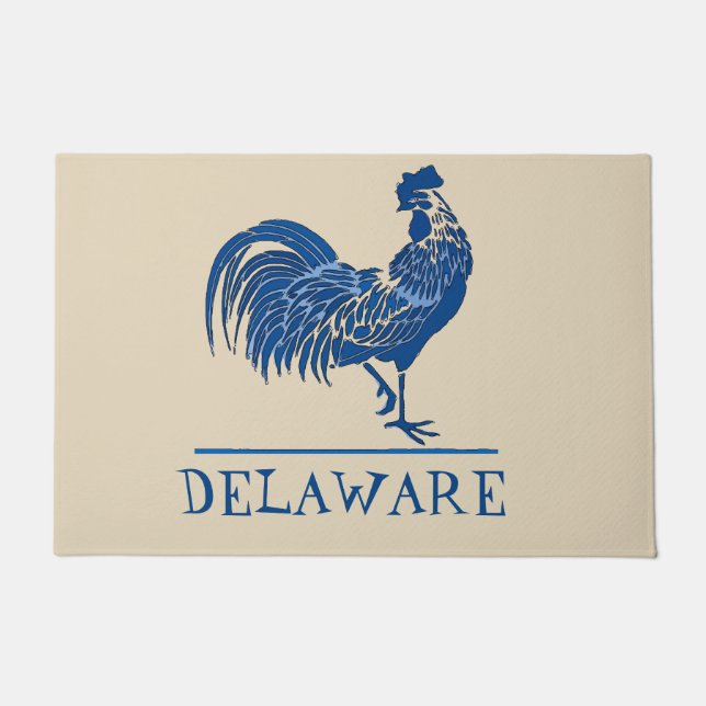 Delaware Blue Hen, add text Doormat (Front)