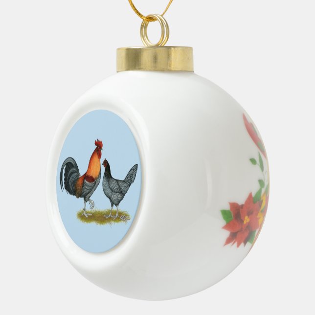 Delaware Blue Hen Ceramic Ball Christmas Ornament (Right)