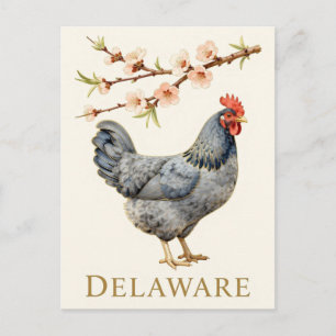Delaware Blue Hen State Bird Peach Blossom Postcard