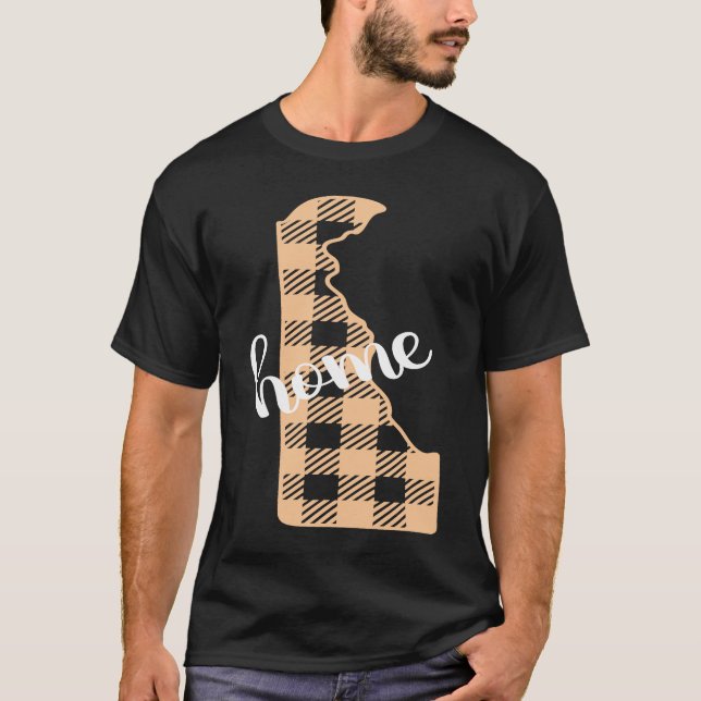 Delaware Buffalo Plaid Home State Country Peach We T-Shirt (Front)