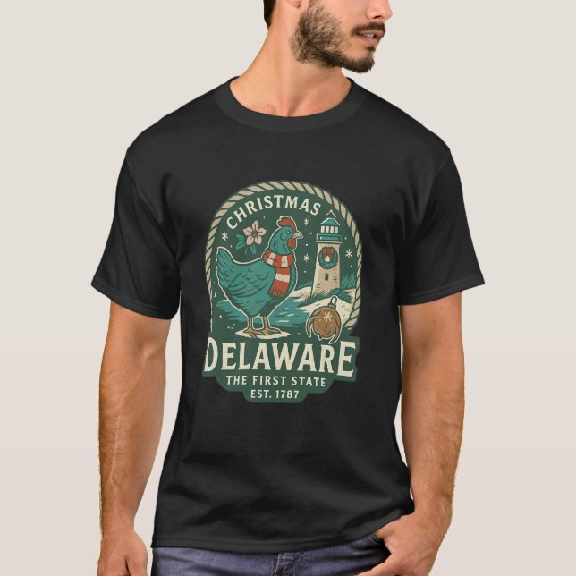 Delaware Chicken Lighthouse Shirt Christmas First  (Front)