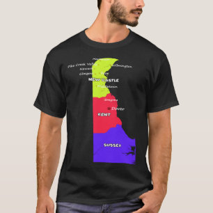 Delaware County Map  US boundaries Major Cities T-Shirt