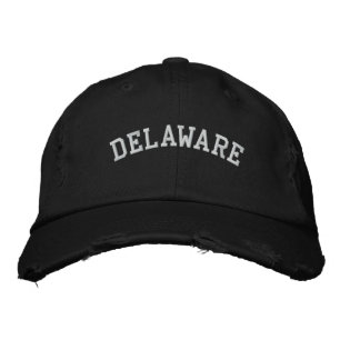 Delaware Embroidered Distressed Cap Black