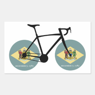 Delaware Flag Cycling Rectangular Sticker