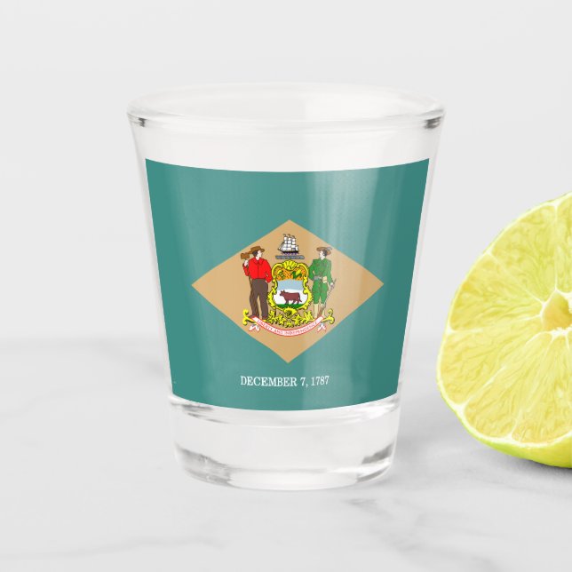 Delaware flag   shot glass (Front)