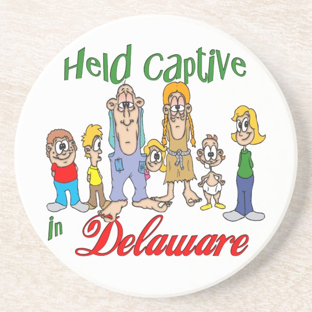 Delaware Funny Trailer Park Sandstone Coaster (Front)