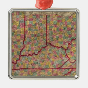 Delaware, Illinois, Indiana, Iowa North Carolina Metal Tree Decoration