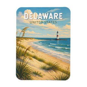 Delaware Illustration Travel Art Vintage Magnet