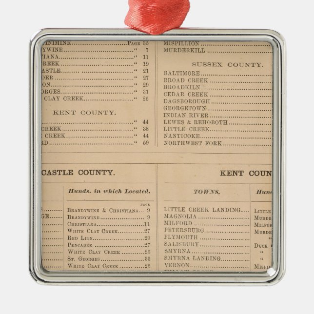 Delaware Index Metal Tree Decoration (Front)