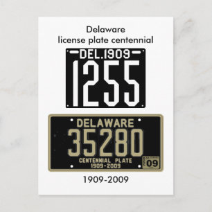 Delaware license plate centennial postcard