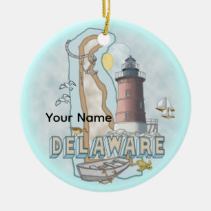 Delaware Lighthouse Ceramic Tree Decoration