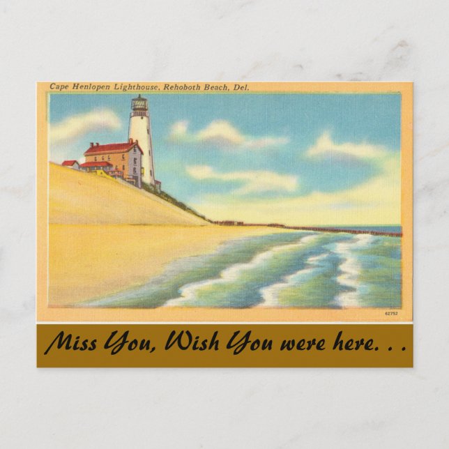 Delaware, Lighthouse, Rehoboth Beach Postcard (Front)