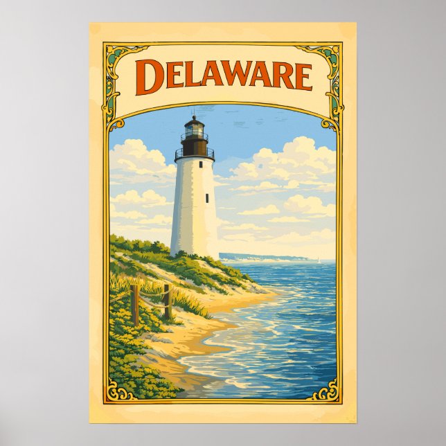 Delaware Lighthouse Vintage Poster (Front)
