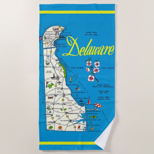 Delaware Map  Beach Towel (Front)