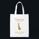 Delaware Map Wedding Welcome Bag, Gold Tote Bag<br><div class="desc">Wedding weekend welcome gift bag for out of town guests to your wedding,  featuring image of Delaware,  with heart you may place at the precise location. Fill tote with your favourite goodies.</div>