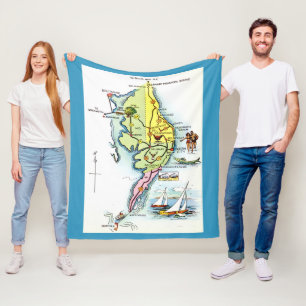 Delaware Maryland Vintage Map Throw Fleece Blanket