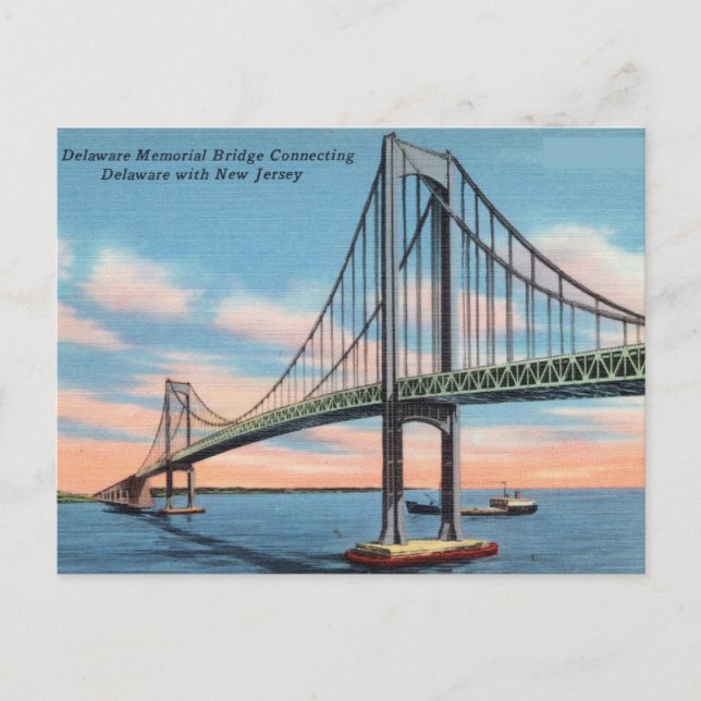 Delaware Memorial Bridge connecting New Jersey Postcard (Front)