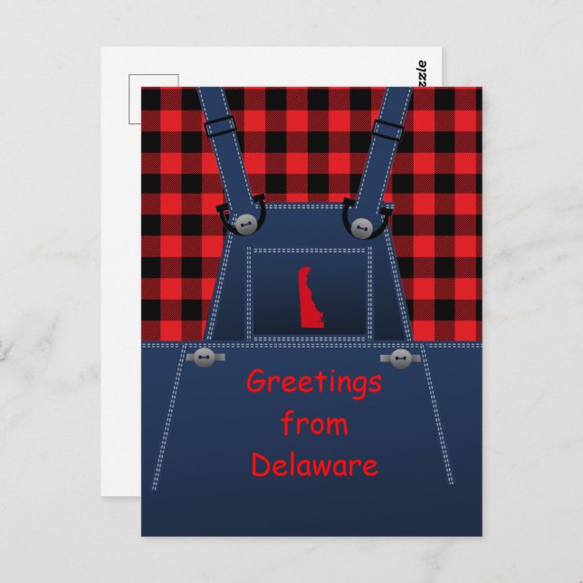 Delaware Overalls Buffalo Plaid Postcard (Front/Back)
