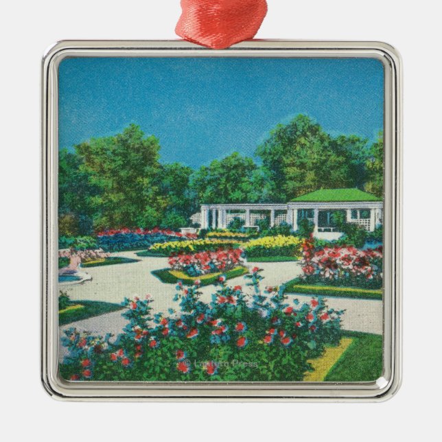 Delaware Park Rose Garden View Metal Tree Decoration (Front)