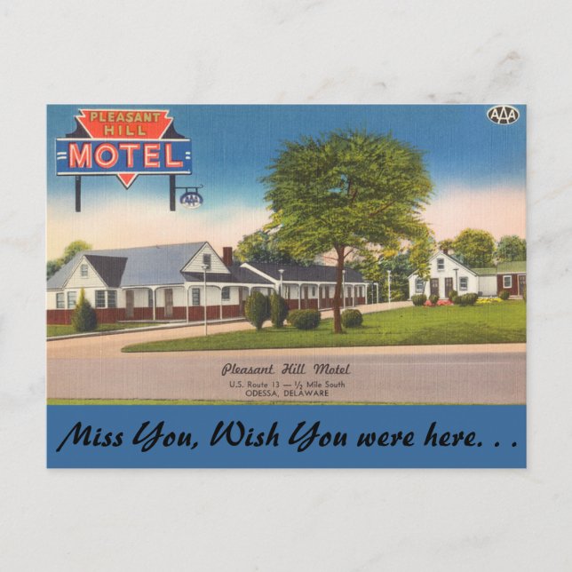 Delaware, Pleasant Hill Motel Postcard (Front)