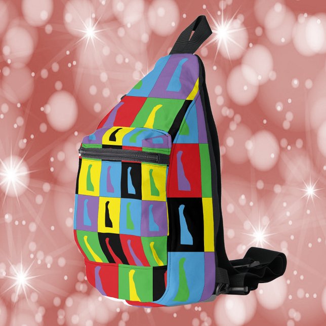 Delaware Pop Art State Pattern Sling Bag (A fun sling bag with a pop art pattern of the US state of Delaware)