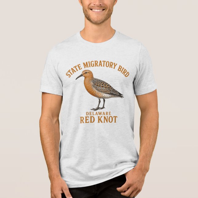 Delaware Red Knot Wings of Migration Tri-Blend Shirt (Front)
