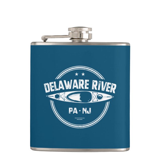 Delaware River Kayaking Hip Flask (Front)