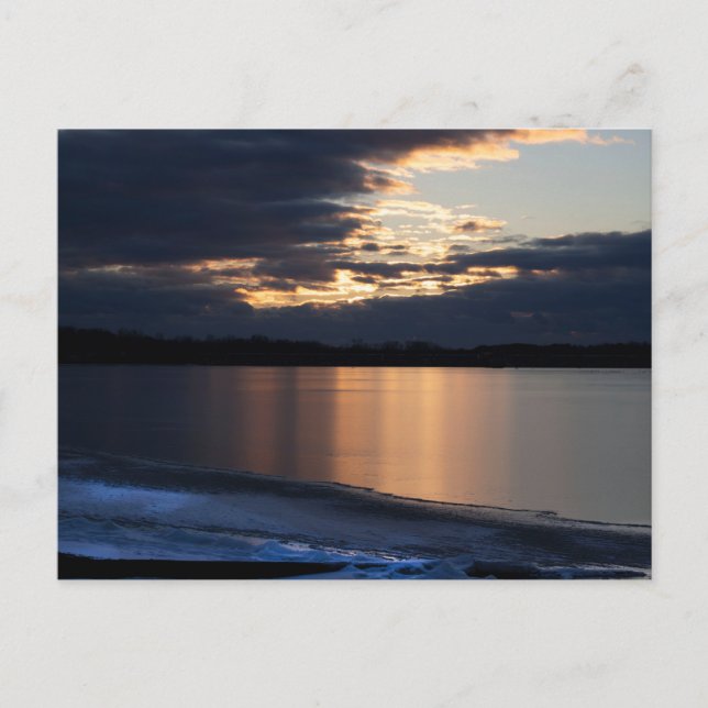 Delaware River Winter Sunset Postcard (Front)