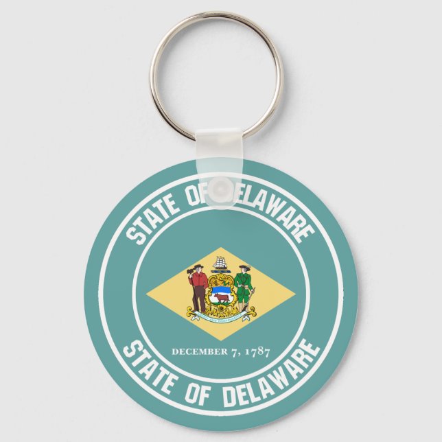 Delaware Round Emblem Key Ring (Front)