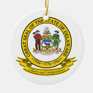 Delaware Seal Ceramic Tree Decoration