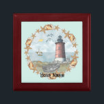 Delaware Shells Lighthouse custom name Gift Box<br><div class="desc">Delaware Shells Lighthouse custom name gift box by ArtMuvz Illustration. Matching Lighthouse apparel, Lighthouse t-shirts, Lighthouse gifts. Lighthouse t-shirt, christmas and birthday gifts, lighthouse collector apparel.Lighthouse gifts are a great way to show someone you care, especially if they love the ocean, the coast, or lighthouses themselves. Lighthouses are iconic symbols...</div>