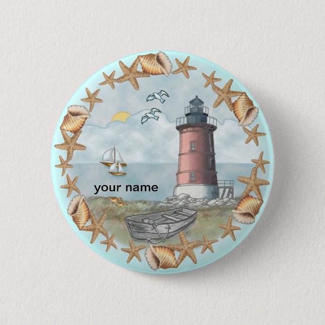 Delaware Shells Lighthouse  pin button (Front)