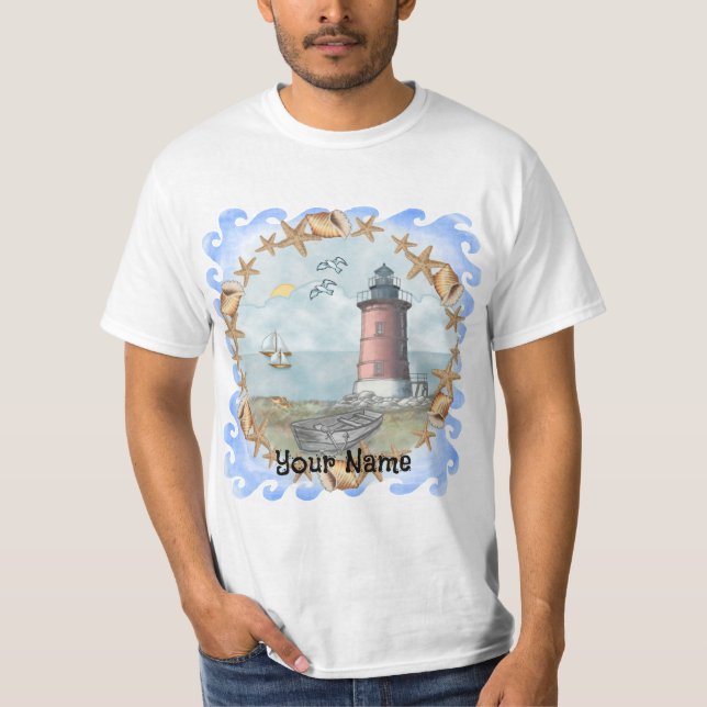Delaware Shells Lighthouse  t-shirt (Front)