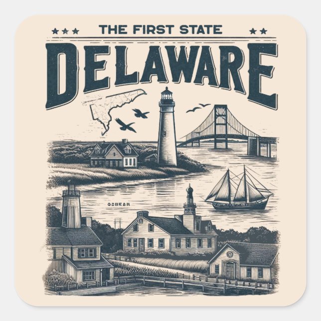 Delaware Square Sticker (Front)