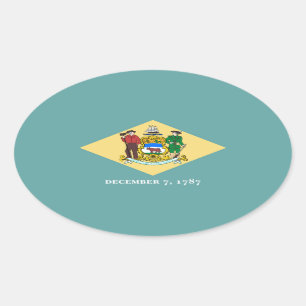 Delaware State Flag Design Oval Sticker