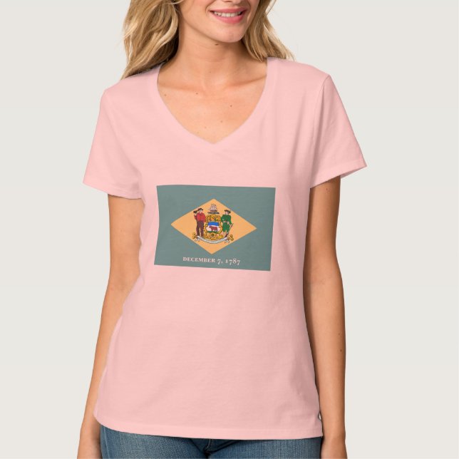Delaware State Flag Design T-Shirt (Front)