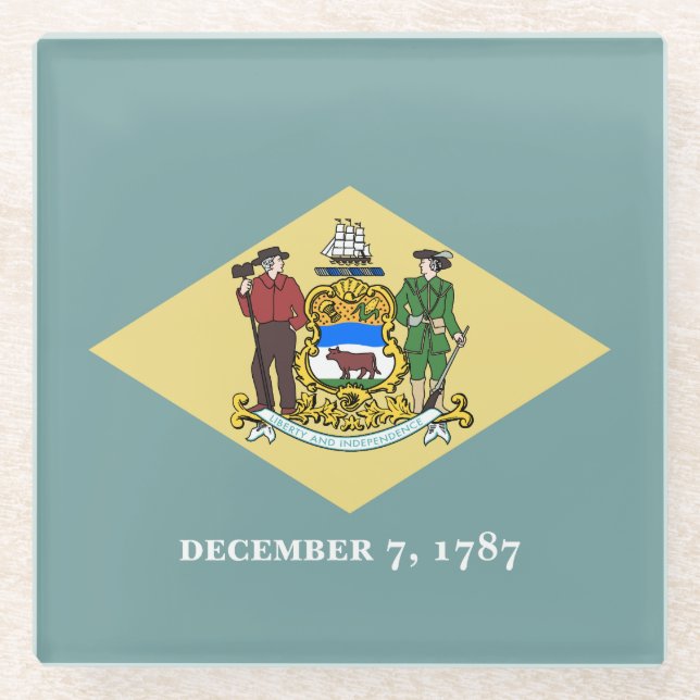 Delaware State Flag Glass Coaster (Front)