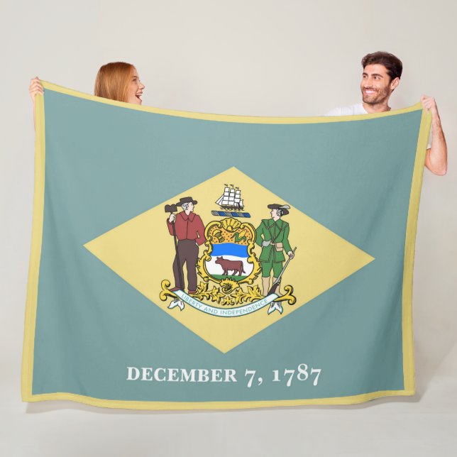 Delaware State Flag Print Patriotc Fleece Blanket (In Situ)