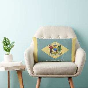 Delaware State Flag Print Patriotic Lumbar Cushion